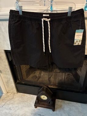 Cabana by crown & ivy Black Hybrid Swim Shorts with White Rope Drawstring